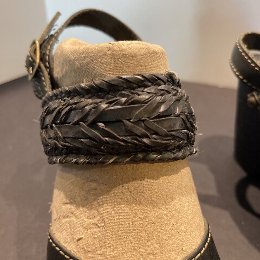 Sbicca Vintage Collection‎ Faux Wood Platform Black Stud Boho Leather Platform - Picture 2 of 11